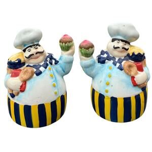 👨‍🍳 Big Lead Italy Chef Salt & Pepper Shakers – Hand Painted Retro Kitchen